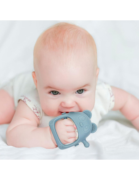 Set de 3 Juguetes de Dentición Bebés Silicona Azul 0-6 Meses