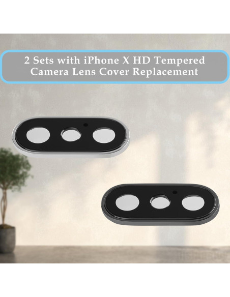2 Juegos Lente Cámara Trasera iPhone X Risidamoy Gris Plateado