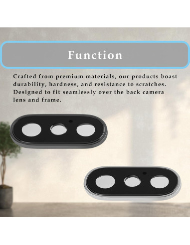 2 Juegos Lente Cámara Trasera iPhone X Risidamoy Gris Plateado