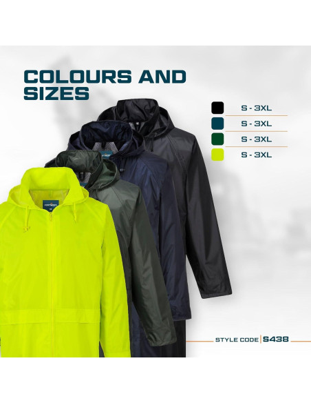 Abrigo de Lluvia Portwest S438 Impermeable Largo con Capucha