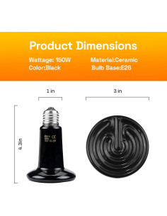 Lámpara de Calor Cerámica BN-LINK 150W para Reptiles 2-Pack 2