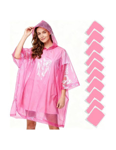 Ponchos desechables de lluvia KAshack rosa 10 unidades