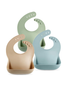 Set de 3 Baberos de Silicona PandaEar Unisex 0-6 Años