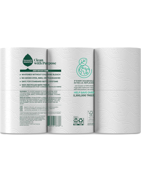 Papel Higiénico Reciclado Seventh Generation 12 Rollos 2 Capas