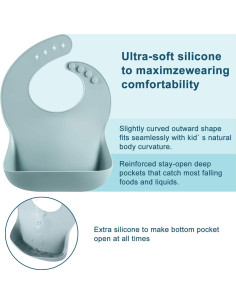 Set de 3 Baberos de Silicona PandaEar Unisex 0-6 Años 2