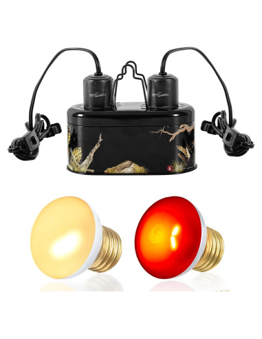 Lámpara Doble para Reptiles REPTIZOO 25W UVA Infrarroja