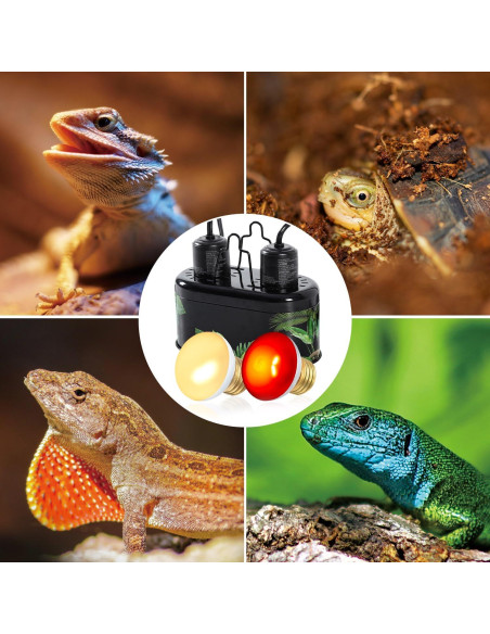 Lámpara Doble para Reptiles REPTIZOO 25W UVA Infrarroja