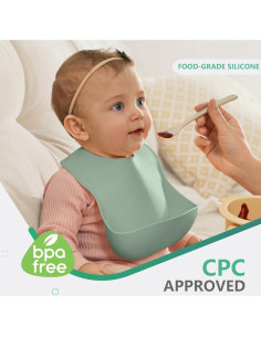 Conjunto de 3 Baberos de Silicona Cuddle Campus Ajustables 2