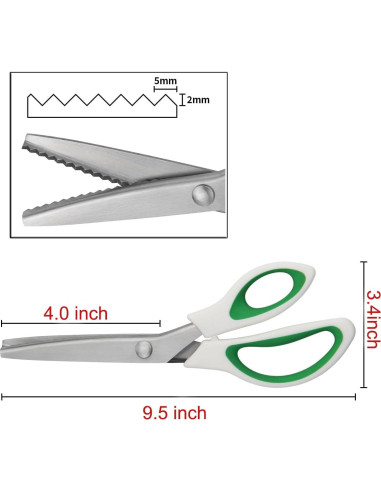 Tijeras de Pinking JISTL Verde 24.1 cm Acero Inoxidable