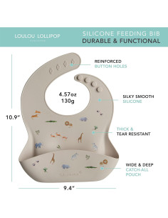 Babero de Silicona Impermeable Loulou Lollipop Selva Safari 2