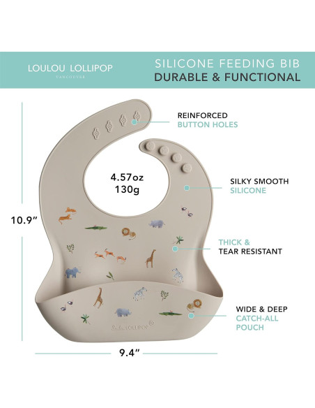 Babero de Silicona Impermeable Loulou Lollipop Selva Safari
