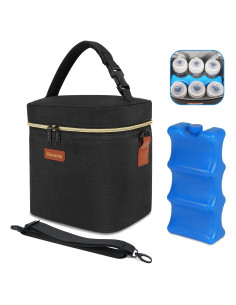 Bolsa de Enfriamiento de Leche Materna Mancro Negra 6 Botellas