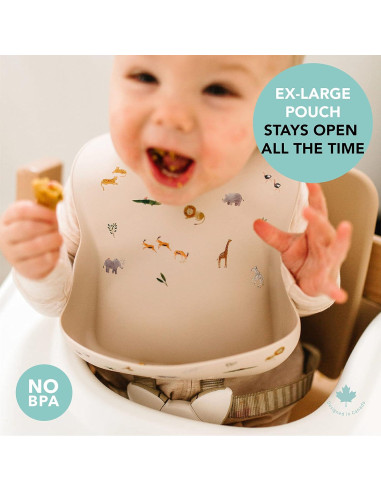 Babero de Silicona Impermeable Loulou Lollipop Selva Safari