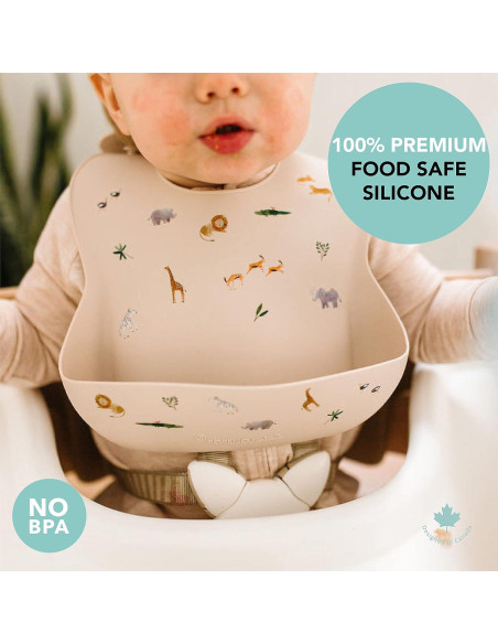 Babero de Silicona Impermeable Loulou Lollipop Selva Safari