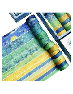 Juego de Washi Tape DAPUTOU 12 Rollos Noche Estrellada 3m