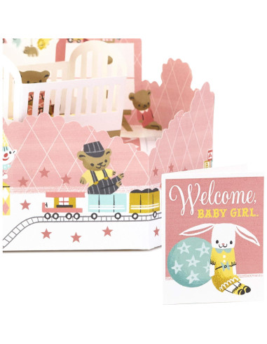 Tarjeta Pop Up Hallmark Baby Shower Niña Guardería 15.24x22.86cm