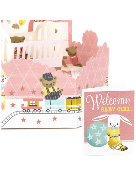 Tarjeta Pop Up Hallmark Baby Shower Niña Guardería 15.24x22.86cm