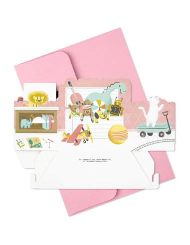 Tarjeta Pop Up Hallmark Baby Shower Niña Guardería 15.24x22.86cm