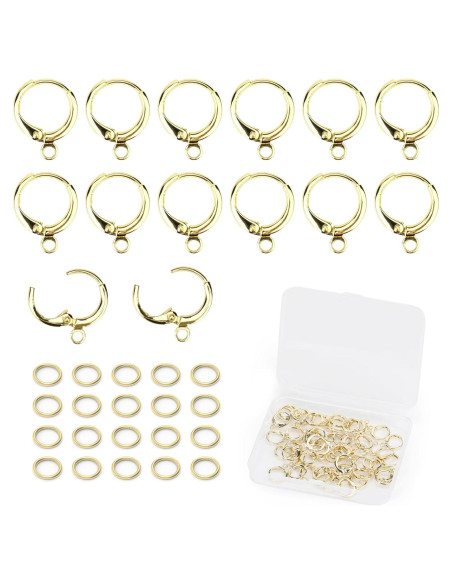 Kit 60 Ganchos de Aretes Baño de Oro 14K + 90 Anillas Hipoalergénicas Kit 60 Ganchos de Aretes Baño de Oro 14K + 90 Anillas Hipoalergénicas