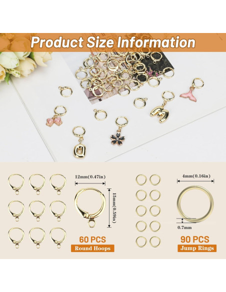 Kit 60 Ganchos de Aretes Baño de Oro 14K + 90 Anillas Hipoalergénicas Kit 60 Ganchos de Aretes Baño de Oro 14K + 90 Anillas Hipoalergénicas