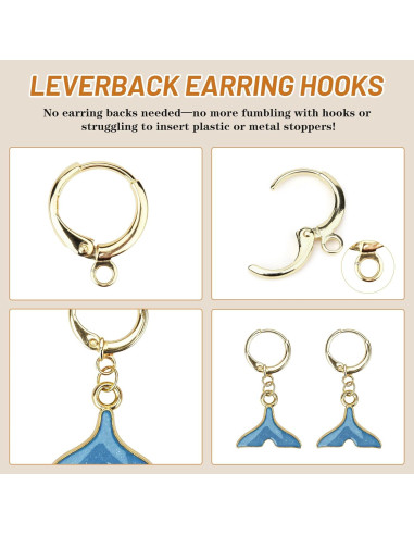 Kit 60 Ganchos de Aretes Baño de Oro 14K + 90 Anillas Hipoalergénicas