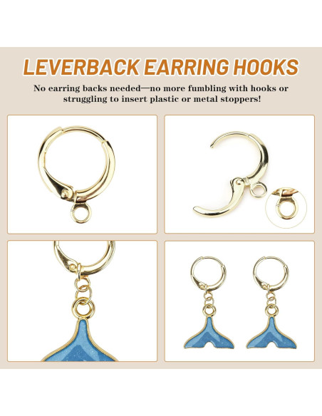 Kit 60 Ganchos de Aretes Baño de Oro 14K + 90 Anillas Hipoalergénicas Kit 60 Ganchos de Aretes Baño de Oro 14K + 90 Anillas Hipoalergénicas