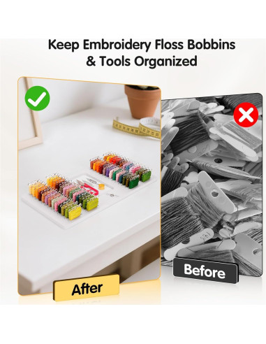Organizador de Hilo de Bordado Krafetto con 52 Ranuras