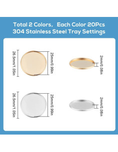 Tazas Bezel Redondas 40Pcs 25mm Acero Inoxidable SUNNYCLUE 2