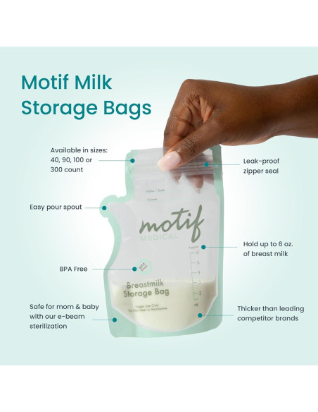 Bolsas de Almacenamiento de Leche Materna Motif Medical 170g - 100 Unidades