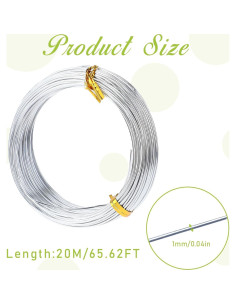 Alambre de Manualidades de Aluminio 1mm x 20m Giantree Plata 2