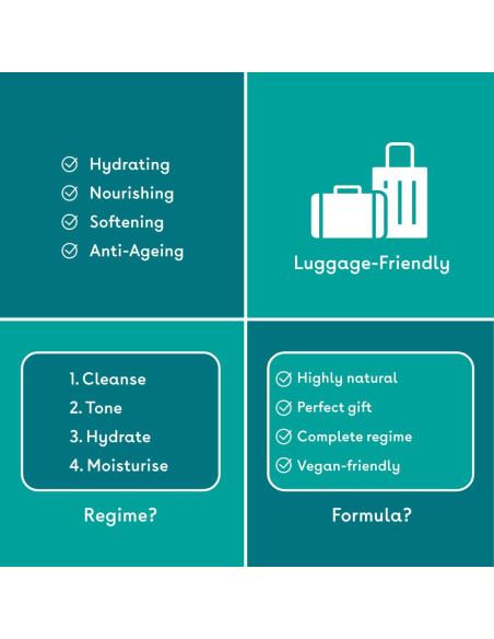 Conjunto de Cuidado de la Piel Q+A - 4 Pasos Hidratantes Vegano Conjunto de Cuidado de la Piel Q+A - 4 Pasos Hidratantes Vegano