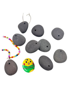 10 Rocas Planas Perforadas para Pintar LIFETOP 3.05-3.81cm