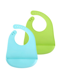 Baberos de Silicona PandaEar 2 Pack Ajustables Unisex 100% Suave