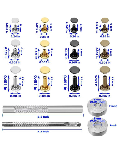 Kit de Remaches de Cuero EuTengHao 484 Piezas 4 Colores