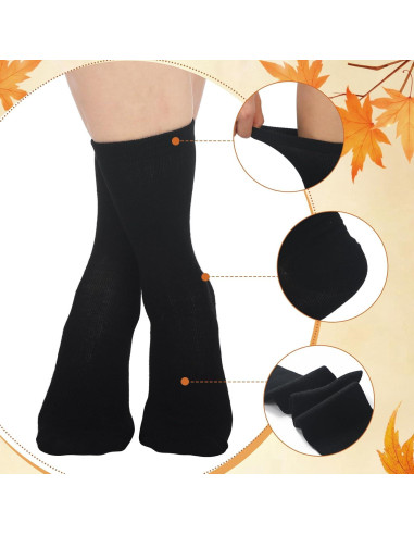 4 Pares Calcetines Forrados de Lana Merino Negros Unisex