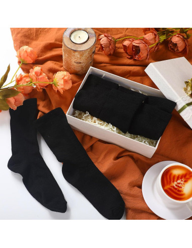 4 Pares Calcetines Forrados de Lana Merino Negros Unisex