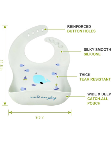 Babero de Silicona Accmor Ballena Impermeable para Bebés