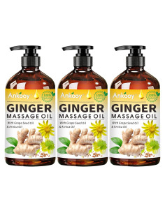 Paquete de 3 Aceites de Masaje ANKOOY Jengibre 100% Natural