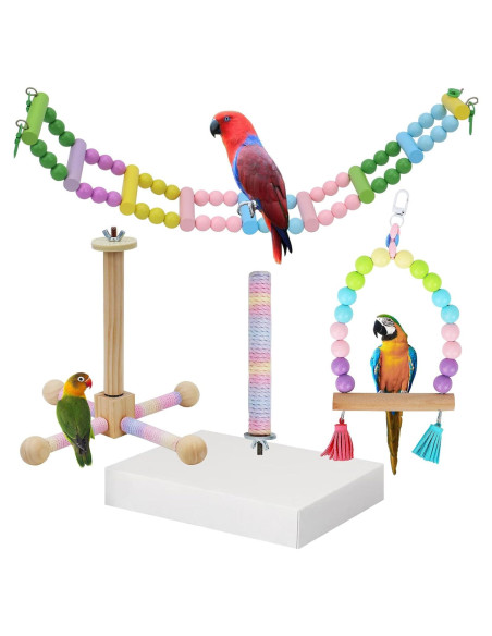 Juguetes para Periquitos 4 Pcs - Accesorios de Madera Limxfree