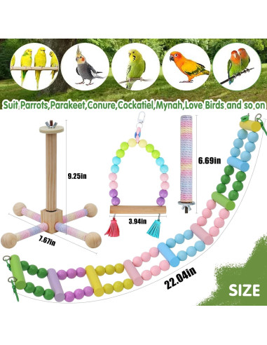 Juguetes para Periquitos 4 Pcs - Accesorios de Madera Limxfree