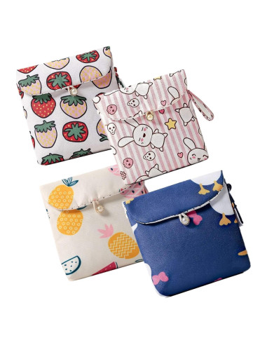 4 Bolsos de Algodón Tiger007 para Toallas Sanitarias 13x13cm