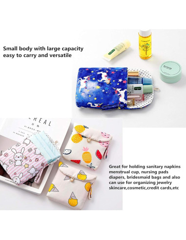 4 Bolsos de Algodón Tiger007 para Toallas Sanitarias 13x13cm