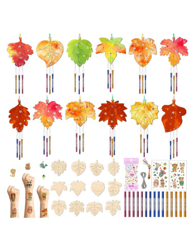 Kit de Artesanía Otoñal TREACLUB 12 Piezas Campanas de Viento