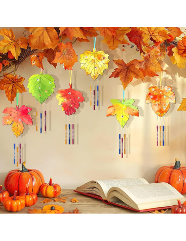 Kit de Artesanía Otoñal TREACLUB 12 Piezas Campanas de Viento