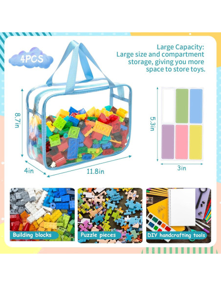 4 Bolsas de Almacenamiento de Juguetes Mhtdet 30x22cm PVC Impermeable