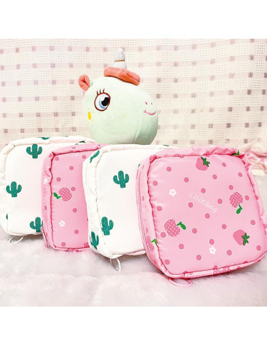 Bolsa de Almacenamiento de Toallas Sanitarias PayPie Rosa 12x12 cm