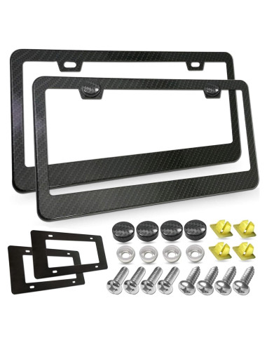 Marco de Placa de Licencia Aluminio Negro YoUoY - Paquete de 2