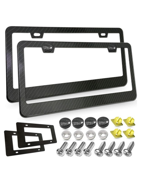 Marco de Placa de Licencia Aluminio Negro YoUoY - Paquete de 2