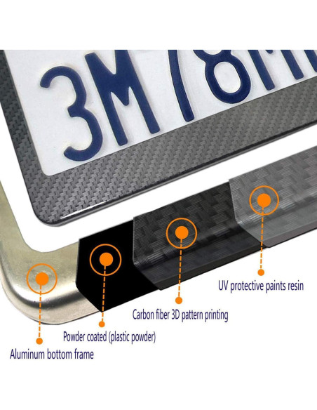 Marco de Placa de Licencia Aluminio Negro YoUoY - Paquete de 2