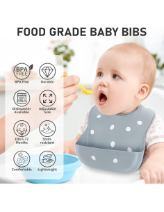 Baberos de Silicona ME.FAN Ajustables Set de 2 para Bebés 2